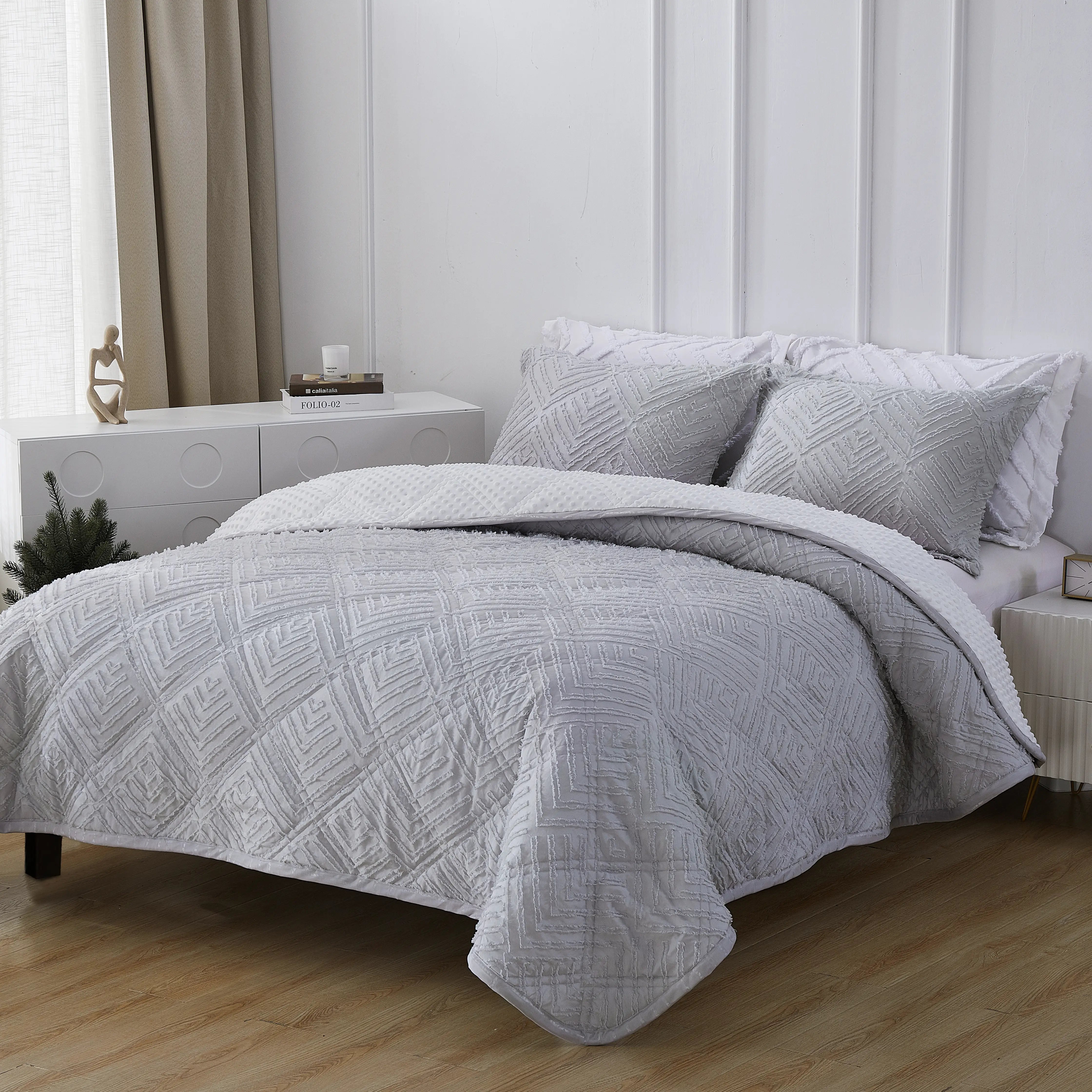 Mytickie Ice Grey Pillow Shams (Set of 2)