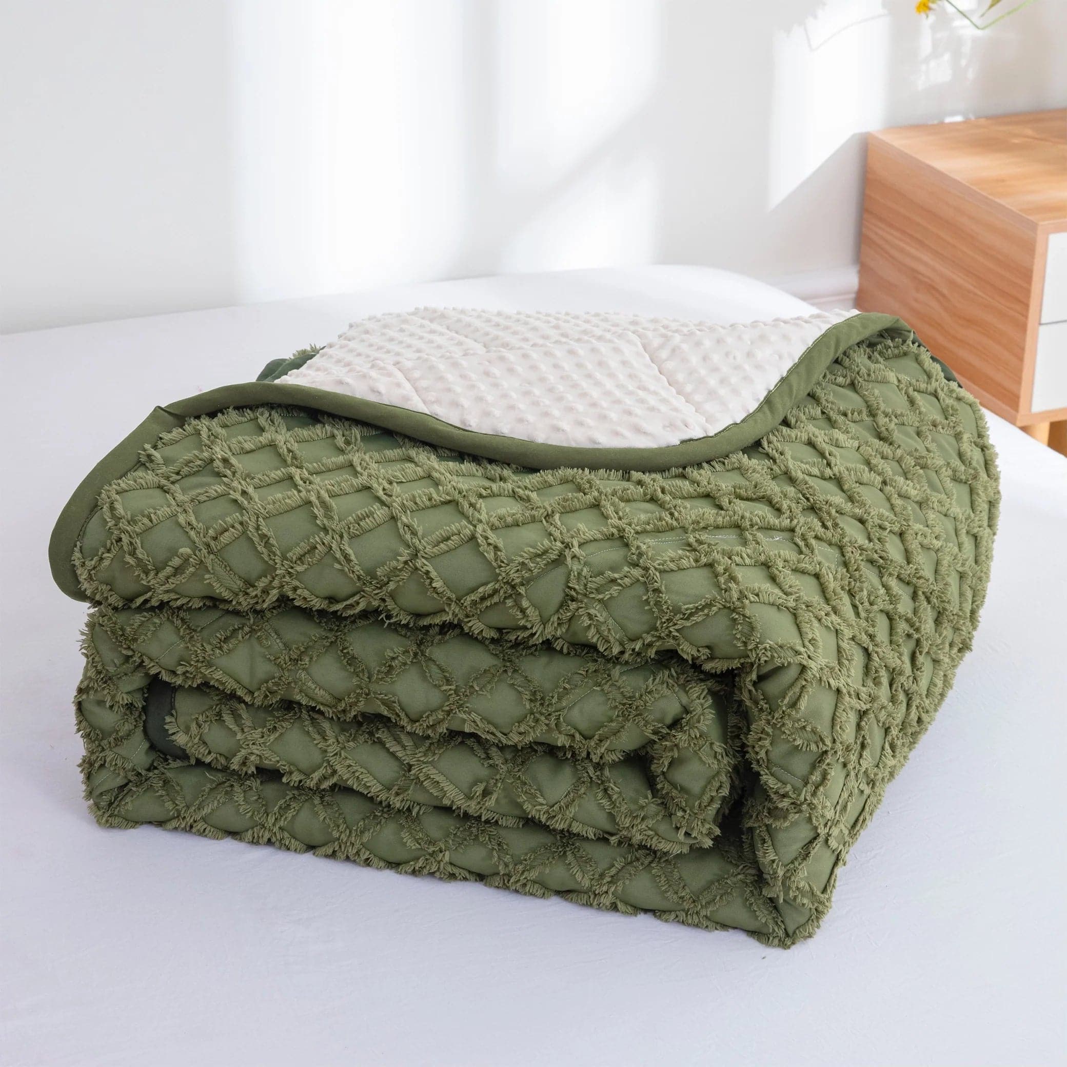 MyTickie Sage Cream Throw Blanket (60x44”)