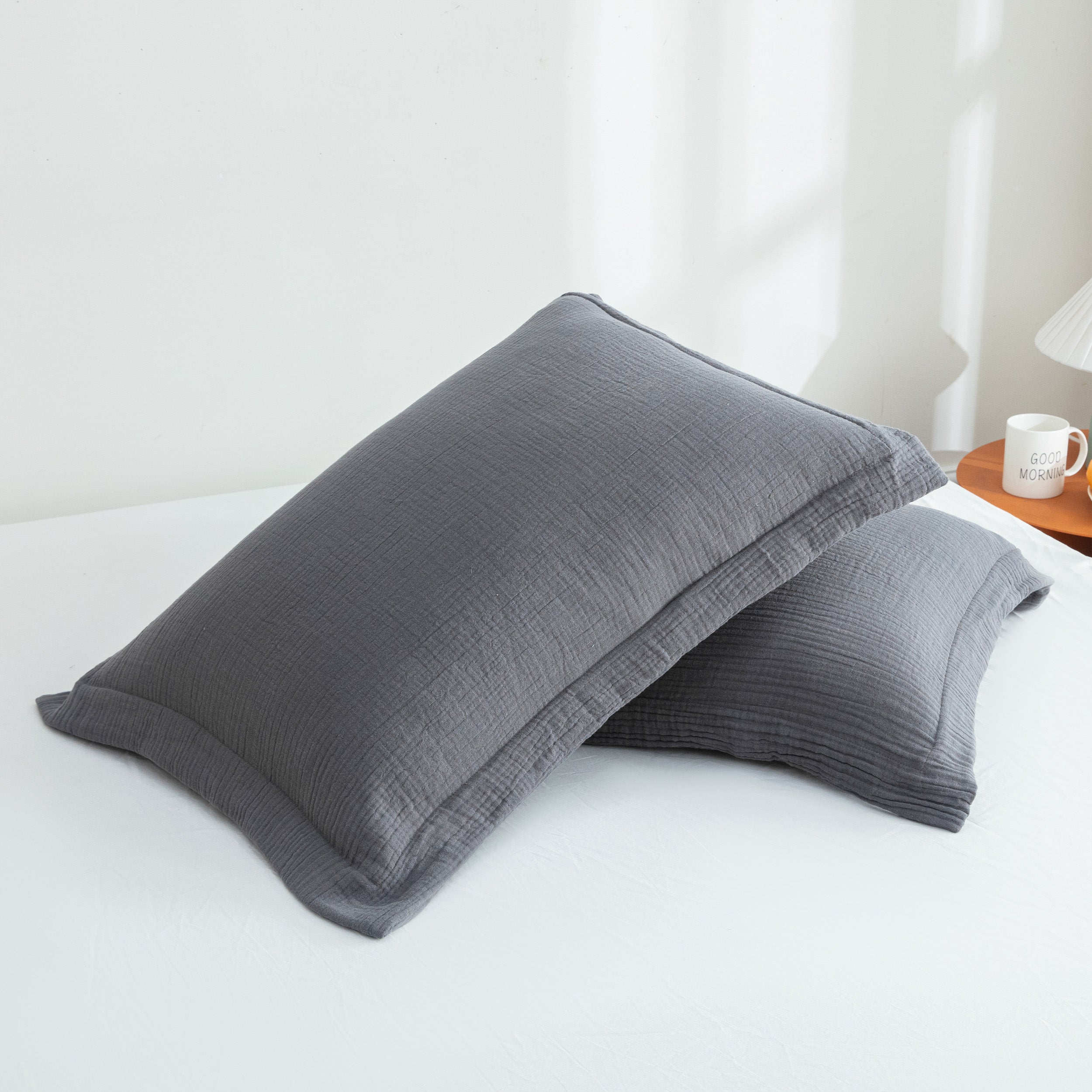 LUXE Steel Grey Pillow Sham Set