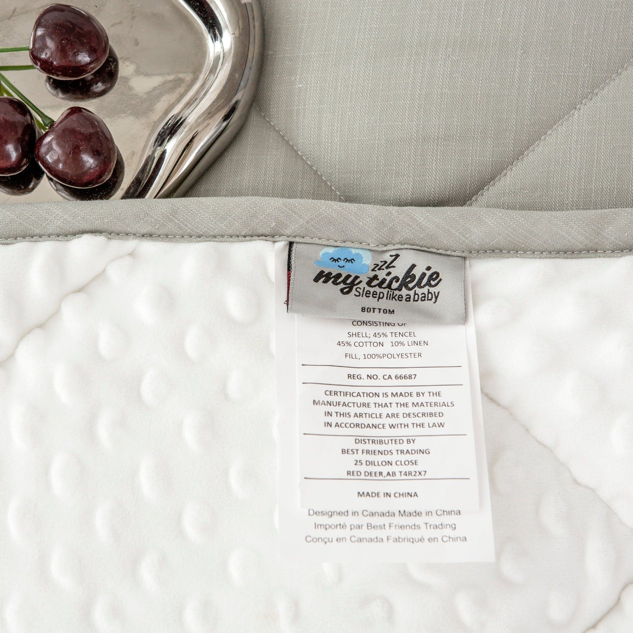 Quilted Grey Comforter Label